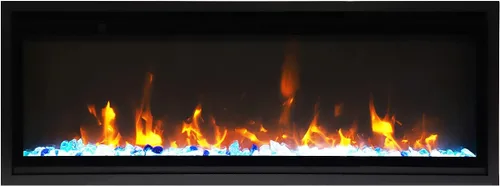 Vista 3 de Chimenea eléctrica extra delgada de 45 pulgadas para interiores con envolvente de acero negro