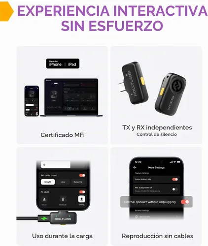 Vista 11 de Hollyland Lark A2 Solo (1TX+1USBC RX) Micrófono inalámbrico para iPhone