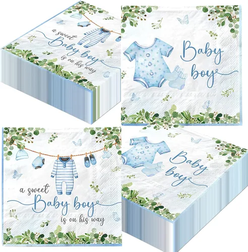 Vista 8 de 40 servilletas decorativas para baby shower, decoración floral para baby shower, flores rosas, servilletas de papel para baby shower, revelación