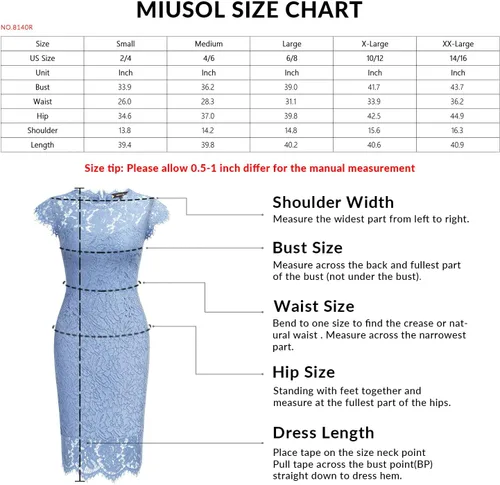Vista 6 de Miusol - Vestido para mujer retro de encaje floral, ajustado, vestido de noche, para cóctel, minivestido