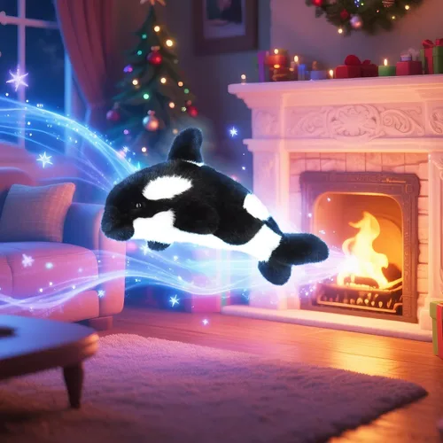 Vista 2 de Apricot Lamb Animales de peluche de orca asesina para niños, suaves y lindos juguetes de peluche para bebés niñas y niños, ballena asesina esponjosa