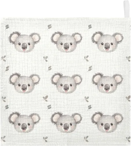 Vista 10 de Toallas de algodón para bebé, toallas de baño unisex para recién nacidos, toallitas naturales para piel delicada, 11.8 x 11.8 pulgadas, paquete de 5