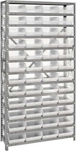 Vista 307 de Quantum QSBU-245BK Heavy Duty Shelving Unit with (7) Shelves and (24) QUS245 Black Bins for Garage Warehouse Storage Distribution 400 lb Load