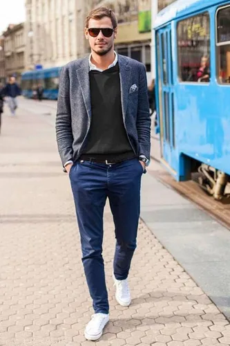 Vista 4 de COOFANDY Suéter de cuello redondo para hombre, ajuste delgado, ligero, suéter de punto para uso casual o elegante