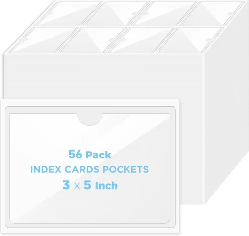Vista 10 de 40 Pack Clear Self-Adhesive Pockets, 4" x 6" Index Card Pockets With Top Open Loading, PVC Label Holders for Organizing storage bins, Library Card