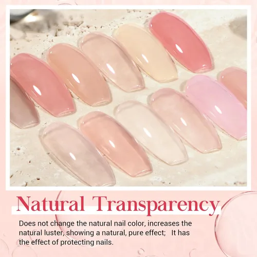 Vista 9 de AZUREBEAUTY Kit de uñas en polvo de inmersión, gelatina translúcida blanca lechosa, rosa desnudo, neutro, claro, 8 colores, juego de polvo