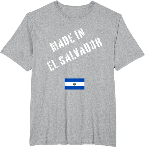 Vista 31 de Camiseta divertida Made in El Salvador con bandera
