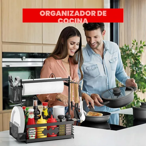 Vista 8 de Organizador de Parrilla para Parrilla al Aire Libre, Organizador de Barbacoa con Soporte de Toalla de Papel de Camping y Soporte de Platos