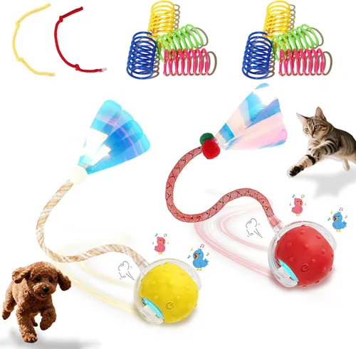 Vista 13 de Pelota de juguetes interactivos para gatos y perros de interior, juguete automático para gatos con evitación inteligente de obstáculos, chirridos