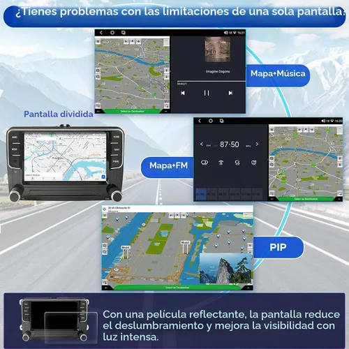 Vista 7 de 7" Android 13 Radio de coche con Carplay inalámbrico Android Auto GPS Navegación Estéreo de coche 8-CORE 2+32G Pantalla táctil IPS WiFi BT FM AM DSP