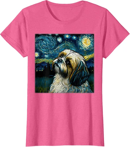 Vista 84 de Camiseta Surrealism Starry Night Shih Tzu Dog