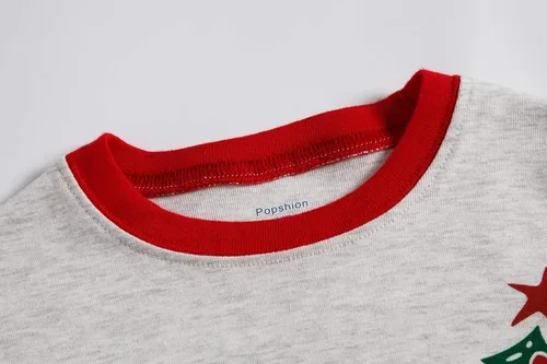 Vista 6 de Pijamas de Navidad para niños pequeños y niñas, 100% algodón, dinosaurio, estrellado, ropa de dormir de manga larga, 2 piezas, ropa para niños