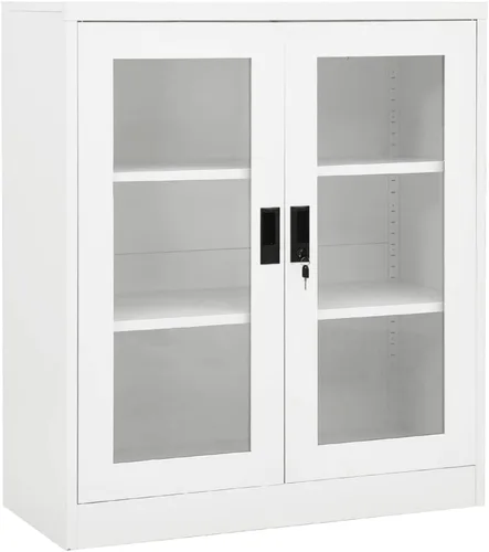 Vista 27 de Archivador de metal de 2 cajones, archivador de acero para oficina con cerradura para el hogar y la oficina, 35.4 x 18.1 x 28.5 pulgadas (blanco)