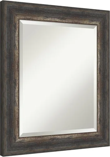 Vista 5 de Amanti Art Brown Wall Mirror 25x21 Bark Rustic Char Rectangle Bathroom Mirror for Wall Decor Living Room, Small Rustic Farmhouse Frame, Hangs