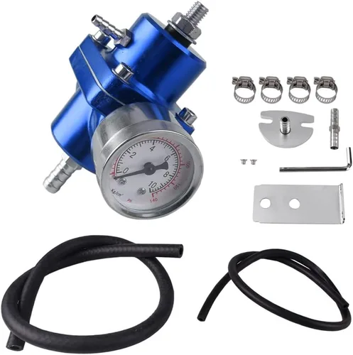 Vista 13 de BARTOO Kit universal de regulador de presión de combustible ajustable, regulador de combustible de aluminio, regulador de presión de inyección