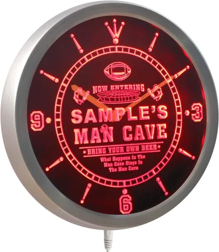 Vista 3 de ADVPRO ncqa-tm Nombre personalizado hombre cueva fútbol bar cerveza neón signo LED reloj de pared