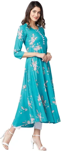 Vista 2 de Tissu Vestido de mujer estampado acampanado Kurta