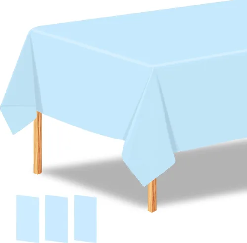 Vista 28 de 2 manteles de plástico color beige, 54 x 108 pulgadas, rectangular, desechables, para cumpleaños, bodas, pícnic, fiestas de vacaciones
