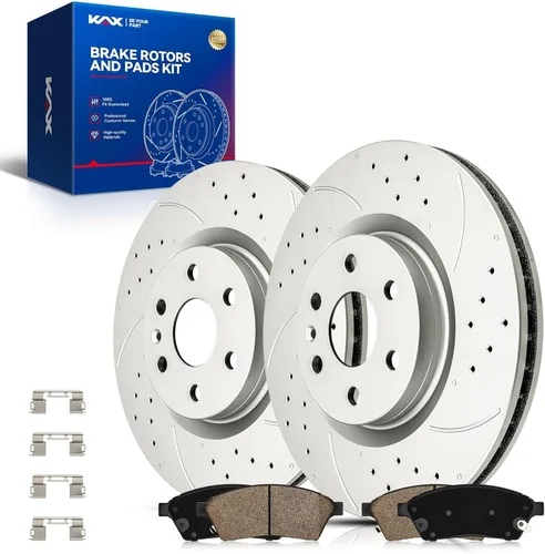 Vista 40 de Kit de freno delantero KAX, rotores de freno ranurados y con hendiduras, pastillas de freno cerámicas Compatible con Honda Accord 1990 1991 1992