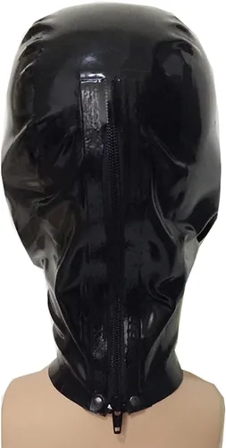 Vista 4 de ABWL Máscaras con capucha de látex negro, máscara de látex de cara completa
