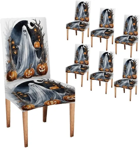 Vista 195 de CAPSCEOLL Christmas Dining Chair Covers,Snowflakes Festive Winter Pattern Stretch Chair Covers for Dining Room Set of 2 Washable Spandex Parson