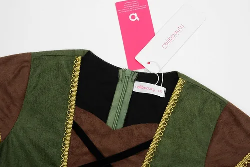 Vista 4 de ReliBeauty - Disfraz de arquera para niñas, disfraz de cazadora para niñas con capa, verde