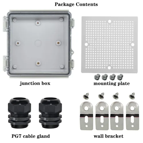 Vista 6 de Zulkit Caja de conexiones IP67 Caja eléctrica impermeable para proyectos con cubierta transparente con bisagras, cierre de acero inoxidable, carcasa