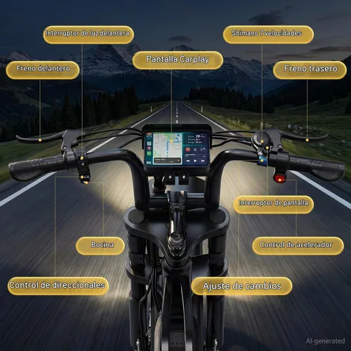 Vista 7 de Bicicleta eléctrica para adultos, 1500W Fat Tire Ebike 20"x4" Batería