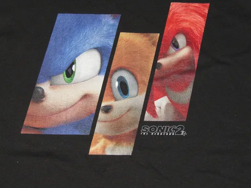 Vista 2 de Bioworld Sonic The Hedgehog 2 Sonic Knuckles Tails Graphic - Camisa de manga larga para hombre