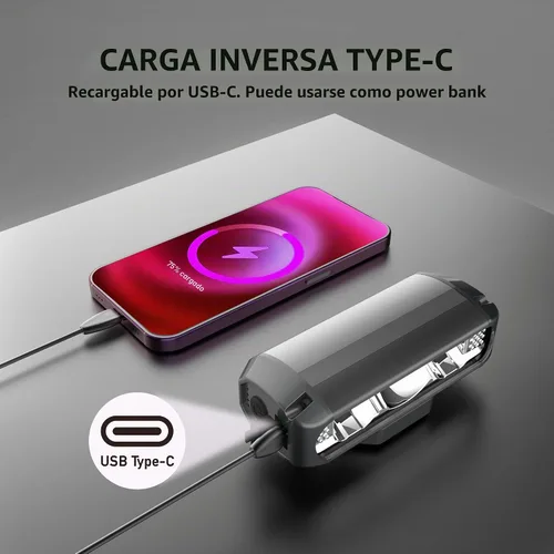 Vista 3 de Luces de bicicleta superbrillantes para conducción nocturna, luz de bicicleta de alto lumen delantera y trasera, juego de faros delanteros