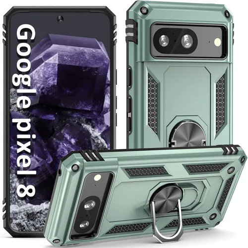 Vista 16 de ADDIT Pixel 8 - Funda para Google Pixel 8, con anillo de soporte, soporte ajustable, grado militar, protección resistente, a prueba de golpes