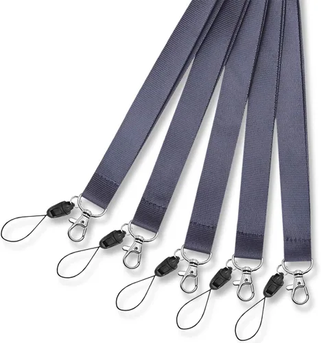 Vista 5 de Cordones de identificación negros para portatarjetas de identificación, cordones negros de seguridad para llaves, mujeres, hombres, cordón