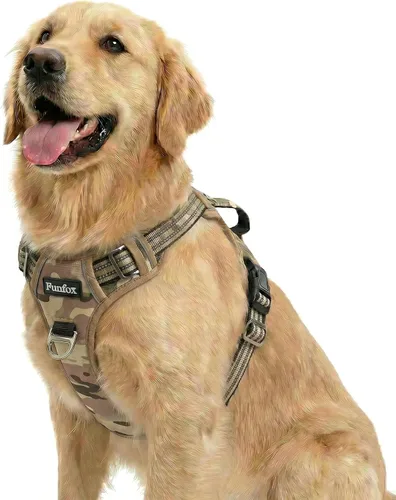 Vista 57 de Funfox Arnés para perro sin tirones, arnés de chaleco ajustable para mascotas, material súper suave con mango vertical, fácil control, paseo