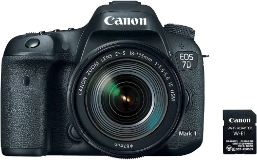 Vista 3 de Canon Cámara DSLR EOS 7D Mark II con lente USM de 0.709-5.315 in f/3.5-5.6 es USM y adaptador Wi-Fi W-E1 (9128B135) + tarjeta de memoria de 64 GB +