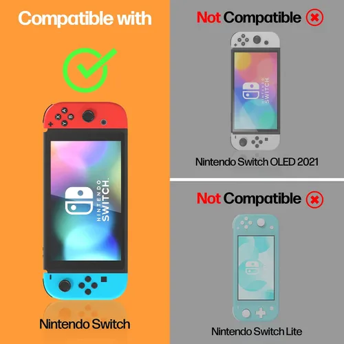 Vista 3 de Power Theory Designed for Nintendo Switch 6.2" Screen Protector Tempered Glass 9H Hardness, Easy Install Kit, 99% HD Bubble Free Clear, Case