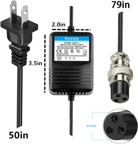 Vista 2 de AC17VX2 600mA para mezclador de consola mezcladora, adaptador de corriente alterna, conector de 3 pines para Yamaha