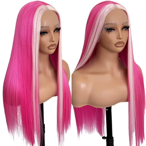 Vista 9 de Peluca de cabello sintético rubio de 13 x 6, con encaje frontal, sin pegamento, ondulado, rubio prearrancado, encaje transparente HD, transpirable