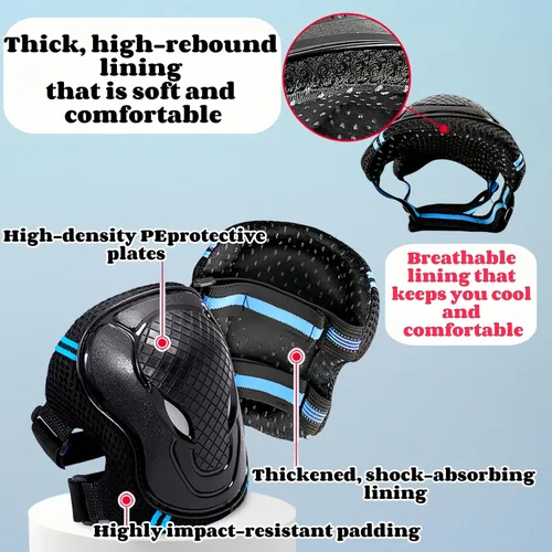 Vista 5 de tsavnpk Juego de rodilleras y coderas para niños, equipo de protección ajustable con protector de muñeca para niñas, patinaje, ciclismo, patinaje