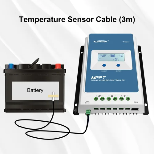 Vista 2 de Sensor remoto de temperatura RTS300R47K3.81A para el regulador de carga solar 3M