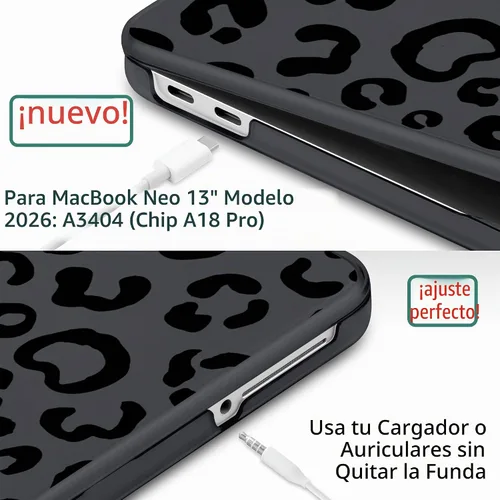 Vista 5 de TWOLSKOO Funda para MacBook Neo de 13 pulgadas 2026 A3404 A18 Pro Chip, funda rígida de plástico con adaptador tipo C, 2 fundas para cámara web