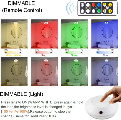 Vista 3 de BIGLIGHT Luz de techo que cambia de color, funciona con pilas, luz de ducha regulable con temporizador, luz de disco inalámbrica para interiores