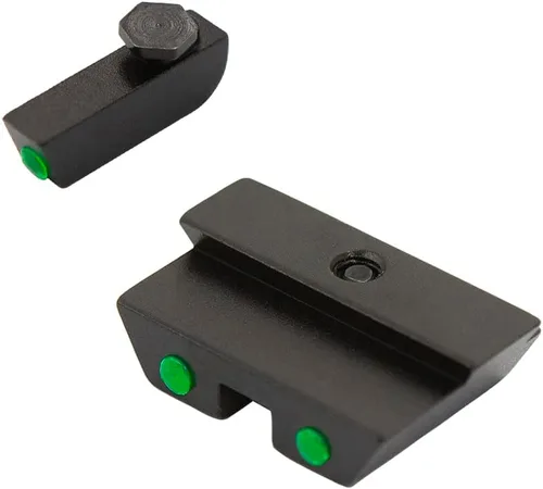 Vista 3 de Miras de fibra óptica sin tritio para Glock 17, 17L, 19, 22, 23, 24, 26, 27, 33, 34, 35, 38 y 39, contorno fotoluminiscente verde para exteriores