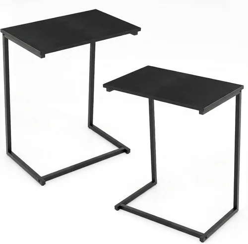 Vista 11 de Tangkula C-Shaped End Table, Vintage Accent Couch Table with Heavy-Duty Metal Frame for Coffee/Snacks/Laptop, 26.5" Side Table for Bed, Sofa