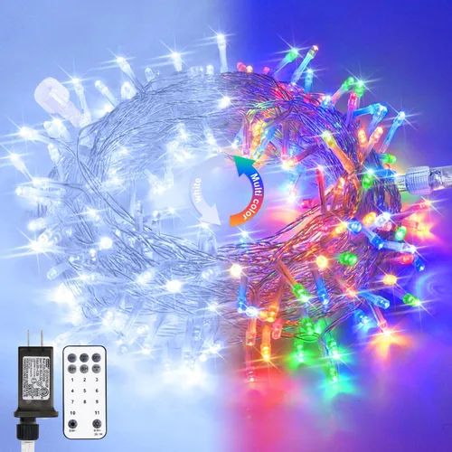 Vista 57 de JMEXSUSS - Tira de 100 luces led para interiores, 8 modos, enchufables, parpadeantes, 33 pies, luces navideñas para exteriores, a prueba de agua