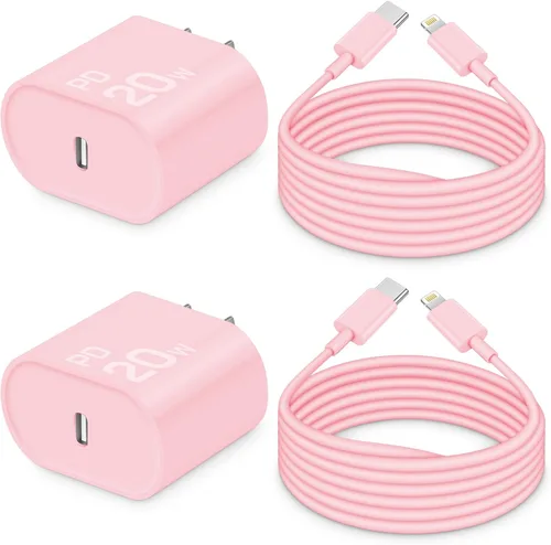 Vista 12 de CXX Cargador para iPhone de 20 W de carga rápida [certificado MFi, paquete de 2] bloque USB-C PD y cable de 6 pies compatible con iPhone Negro