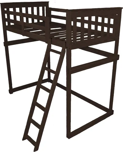 Vista 25 de Furniture Barn USA - Cama tipo loft de tamaño individual con escalera final, pintado de pino negro
