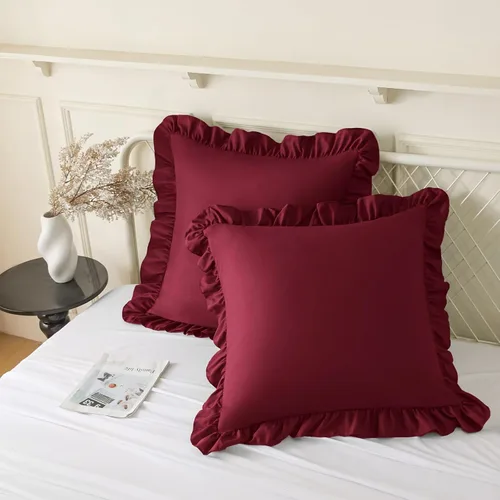 Vista 33 de KKJIAF Paquete de 2 fundas de almohada con volantes de 18 x 18 pulgadas