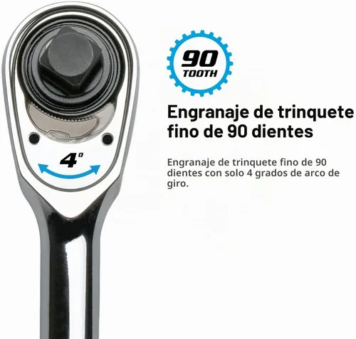 Vista 3 de Capri Tools - Trinquete de cuadrante de 1/2 pulgada, 90 dientes finos, agarre ergonómico suave, trinquete de 11 pulgadas de largo