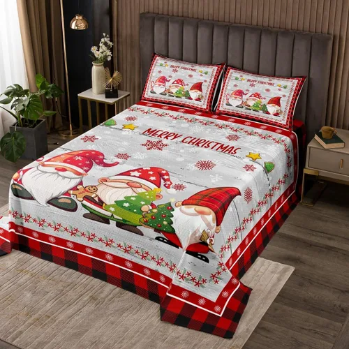 Vista 13 de Manfei Juego de colcha de Navidad para niños, tamaño individual, diseño de pinos de dibujos animados, decoración de habitación de niños y adultos