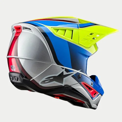 Vista 4 de Alpinestars Supertech - Casco de motocross S-M5 Sail (amarillo fluo/esmalte/azul plateado brillante, talla L)